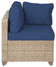 Maui 5-Piece Outdoor Modular Conversation Set, Natural Aged Wicker, Cobalt