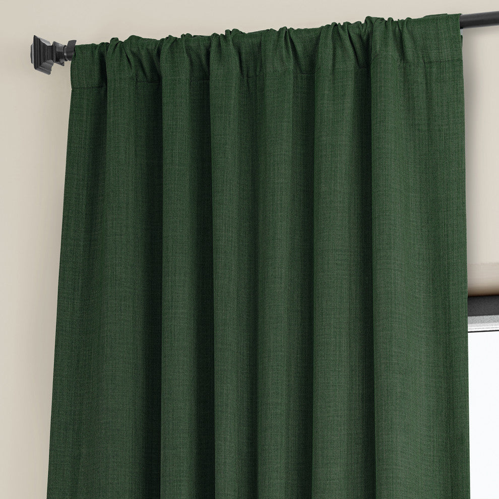 Faux Linen Darkening Curtain Single Panel, Key Green, 50"x84"