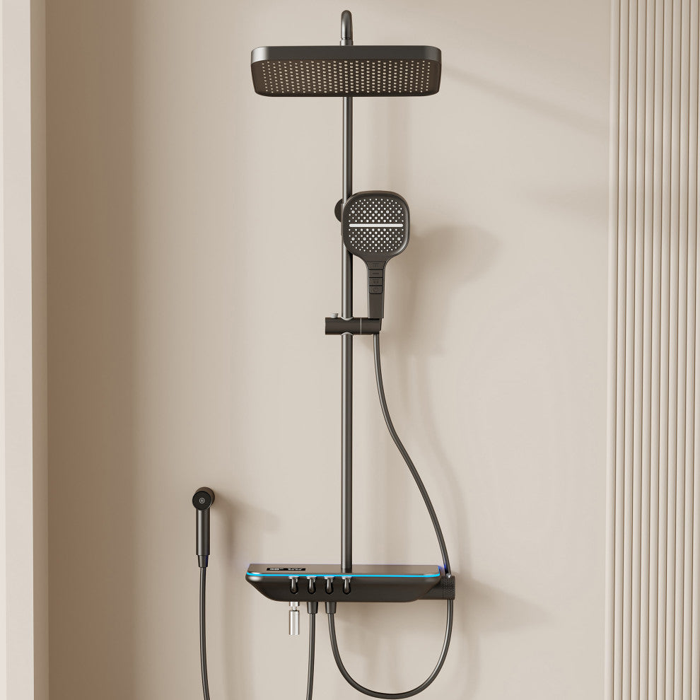 Thermostatic Complete Shower System with Handheld Shower and Bidet, Matte Black