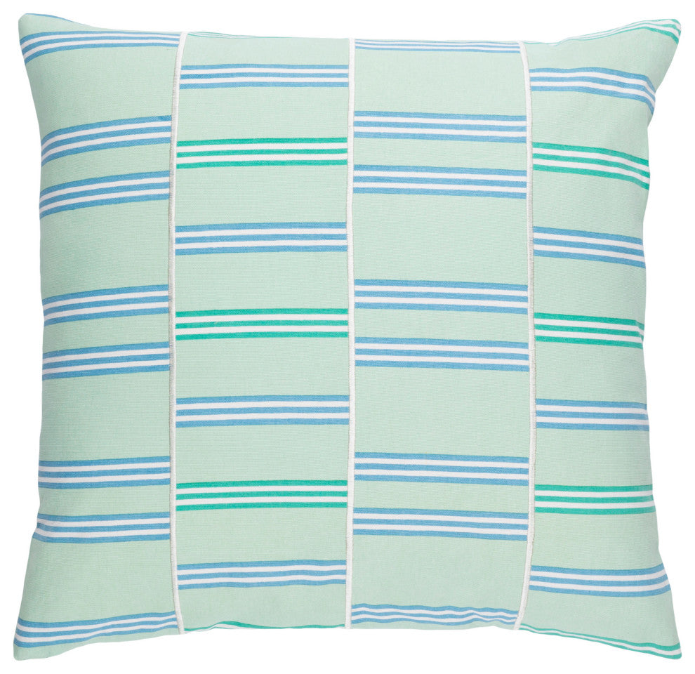 Surya Lina INA-003 18"x18" Pillow Kit, Emerald/Sky Blue/Mint/Cream