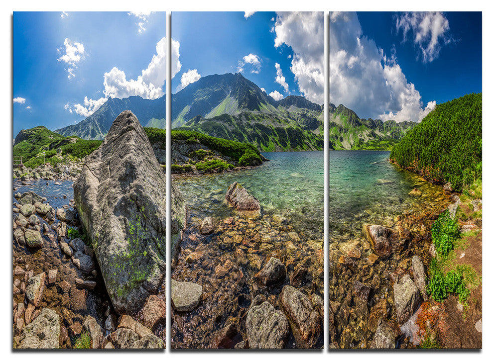 "Amazing Pond in Tatra Mountains" Metal Wall Art, 3 Panels, 36"x28"