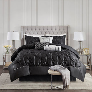 Madison Park Laurel 7 Piece Tufted Comforter Set in Black