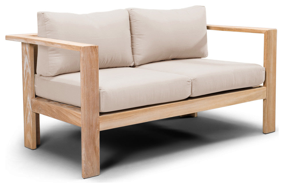 Ando Teak 4 Piece Loveseat Set, Canvas Flax