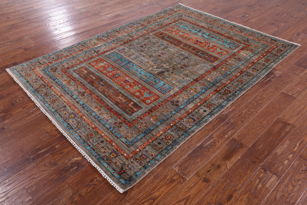 5' 9" X 8' 0" Handmade Tribal Persian Gabbeh Wool Rug - Q12358