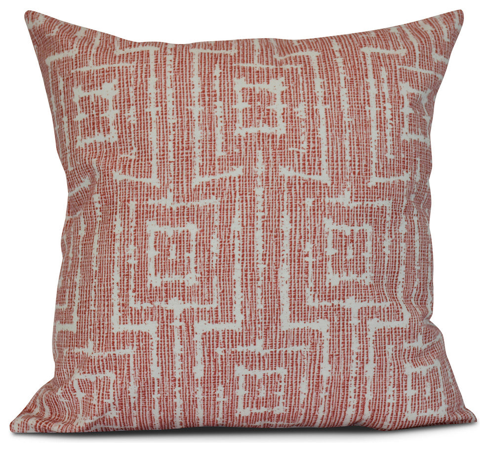 Orange Woven Tiki, Geometric Print Pillow, 20"x20"
