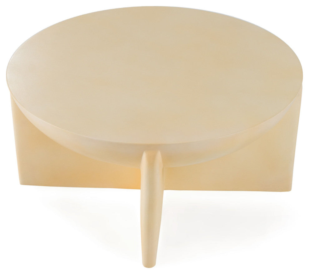 Modrest Elsa Modern Beige Concrete Round Coffee Table