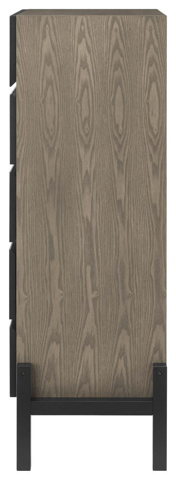Platform Bed Dresser Chest Nightstand Set, Queen, Brown Oak, Wood, Modern