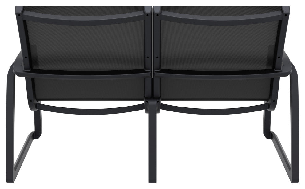 Pacific LoveSeat With Arms Frame Sling, Black