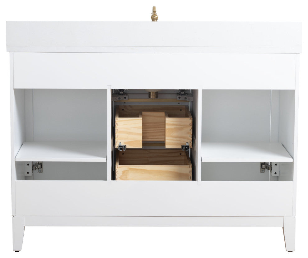 Vanity Art Bathroom Vanity With Sink, White, 48" Single