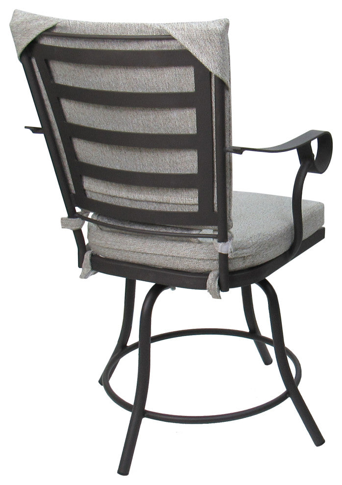 Outdoor/Indoor Patio Dinette Swivel Jamey Chair, White Linen Gray