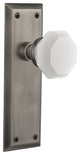 New York Plate Privacy Waldorf White Milk Glass Knob, Antique Pewter