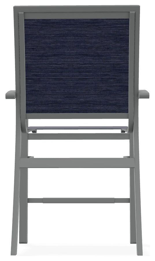 Kendall Sling Balcony Height Stackable Outdoor Stool, Collect Indigo/Graphite