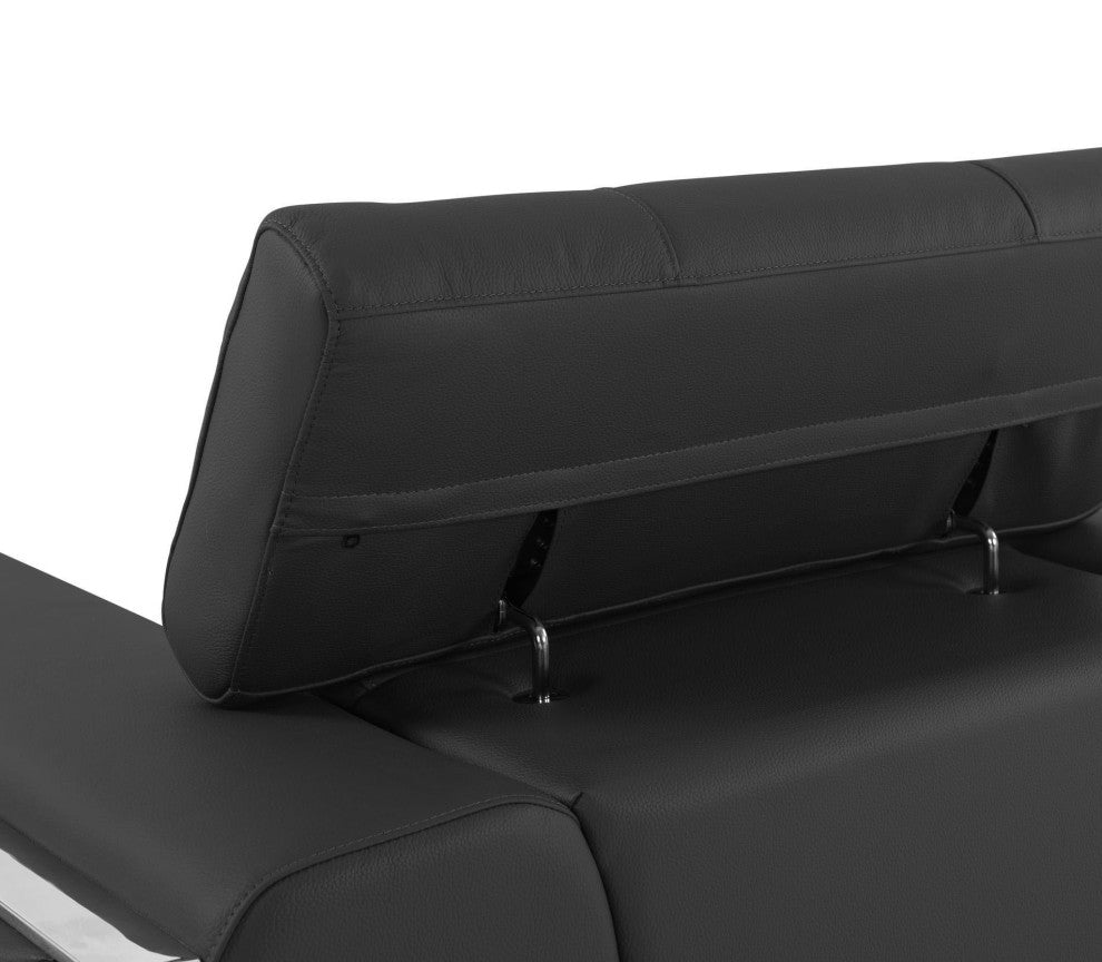 Mod Charcoal Gray Leather and Chrome Deco Accent Chair