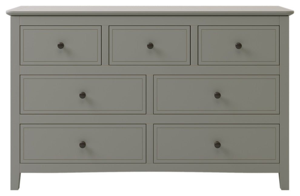 7-Drawer 48" W Solid Wood Dresser, Gray