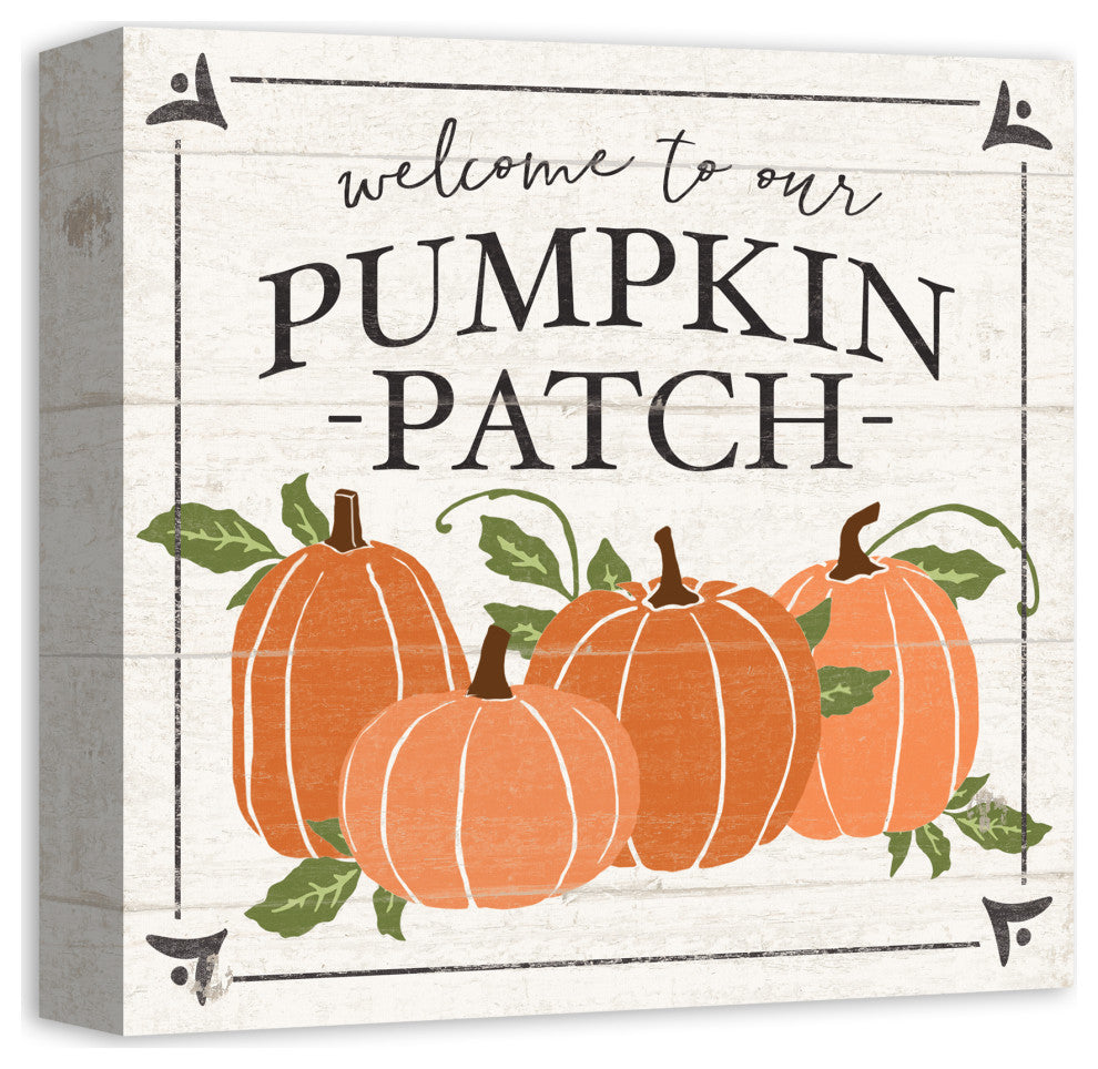 Welcome to Our Pumpkin Patch - White 12x12 Canvas Wall Art