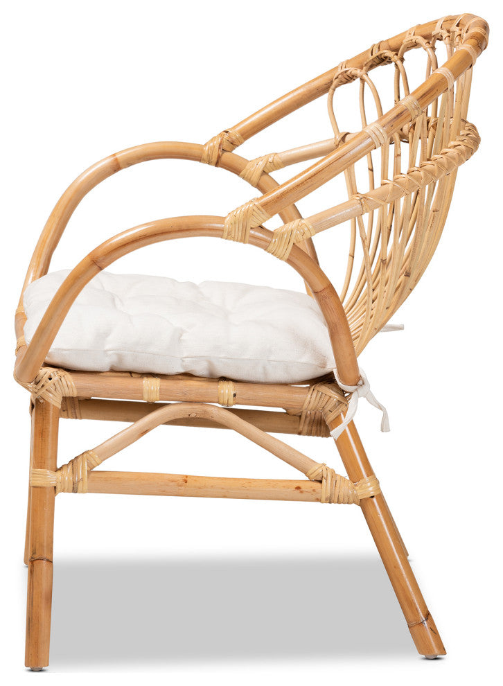 Brit Modern Rattan Dining Chair, Natural Brown