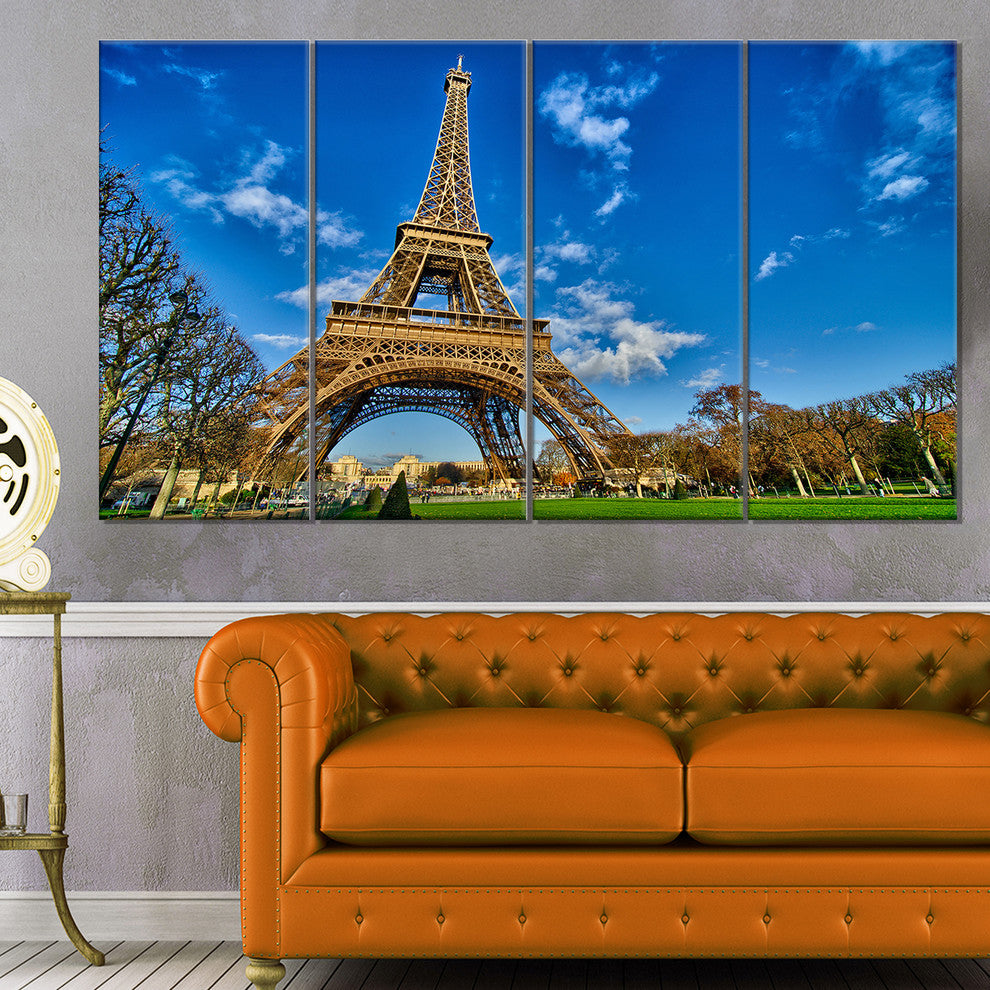 Beautiful Winter Day in Paris, Extra Large Canvas Print, 48"x28", 4 Panels