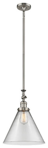 X-Large Cone 1-Light Mini Pendant, Brushed Satin Nickel, Clear