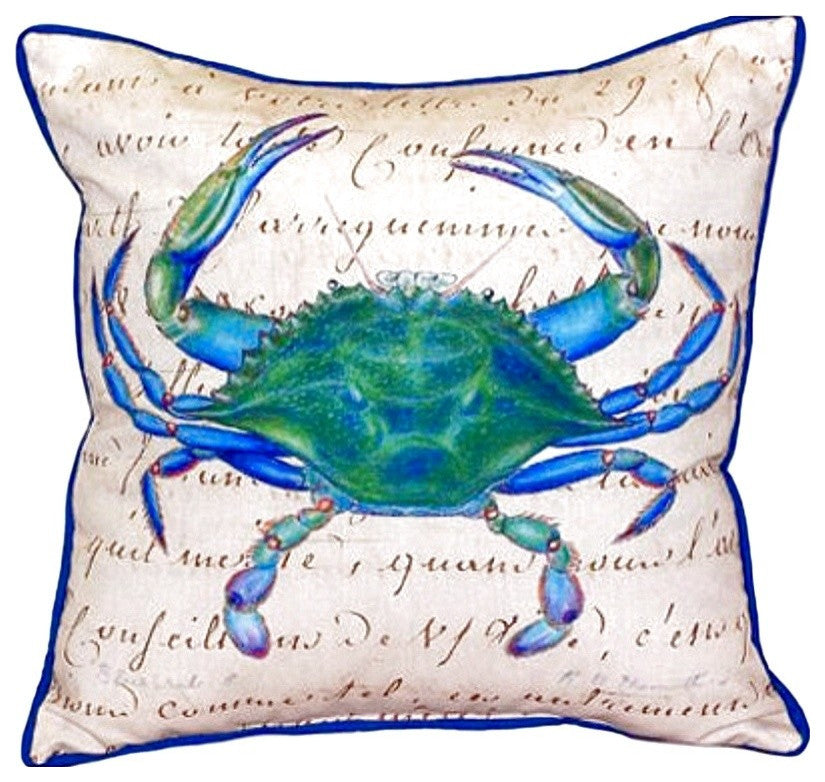 Male Blue Crab Beige Extra Large Zippered Pillow 22x22