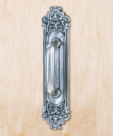 Ornate 21" Entryway Door Pull, Polished Pewter