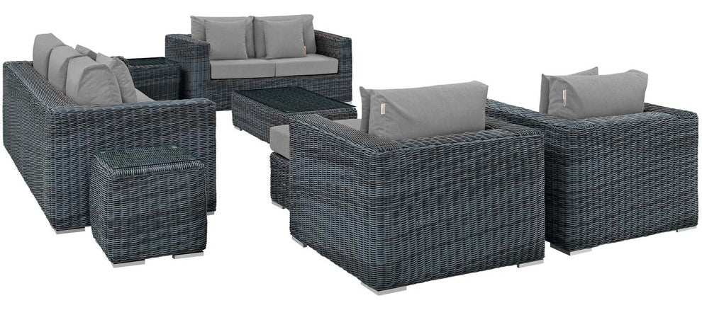 Summon 9 Piece Outdoor Patio Sunbrella Modern Sectional Set