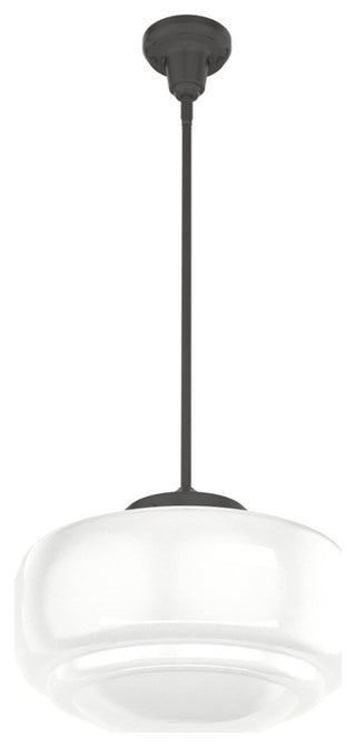 Hunter 16" Saddle Creek Noble Bronze 1-Light Cased White Glass Pendant Fixture