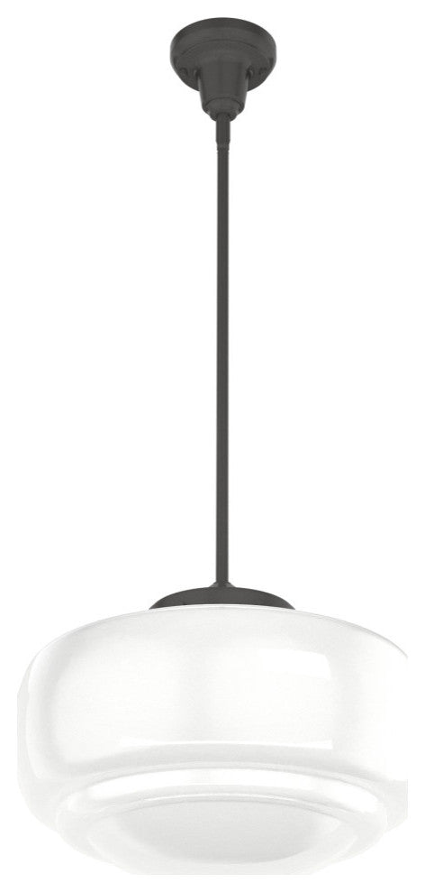 Hunter 16" Saddle Creek Noble Bronze 1-Light Cased White Glass Pendant Fixture