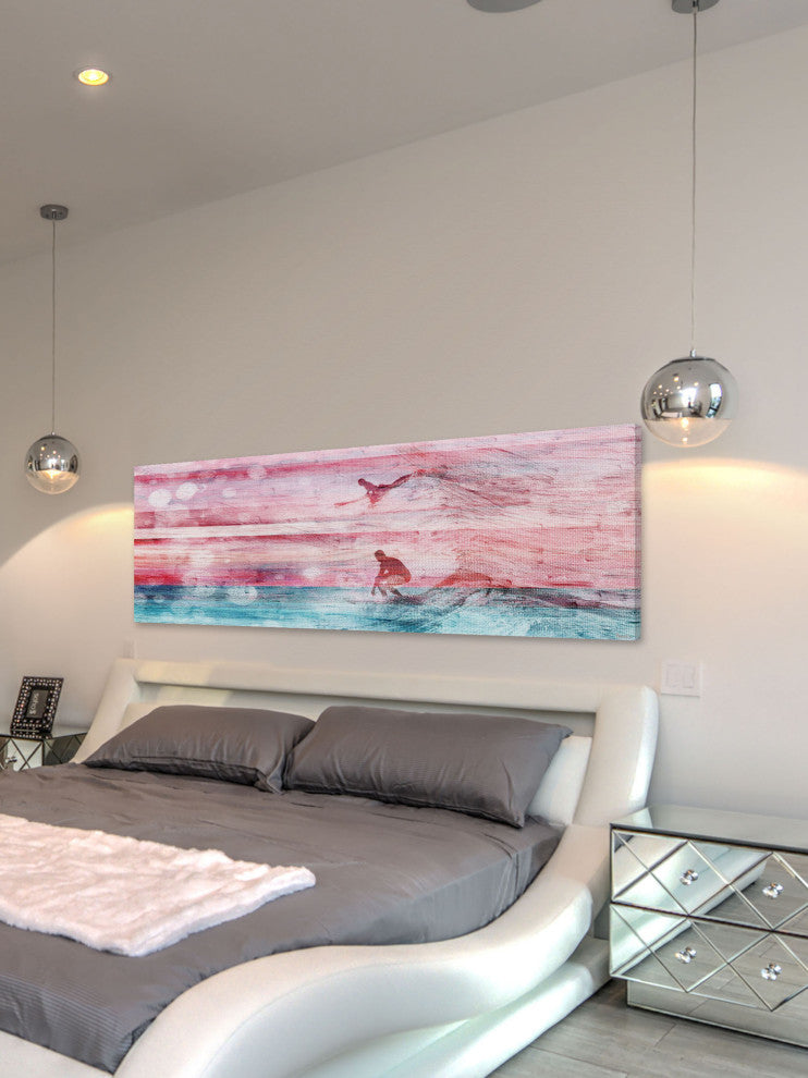 "Riding Waves" Print on Canvas, 30"x10"