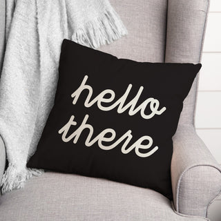 Black Hello There 18x18 Indoor/Outdoor Pillow