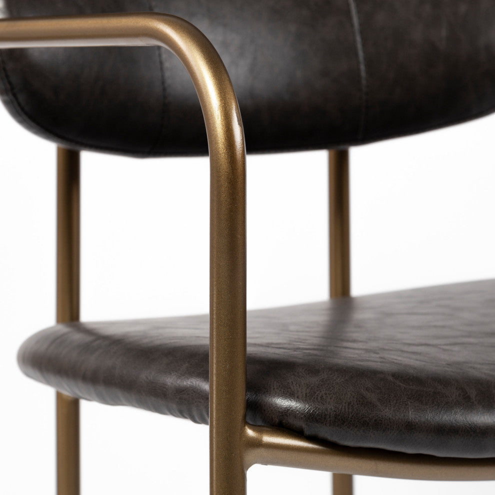 Parker Brown Faux-Leather Seat with Gold Metal Frame Bar Stool