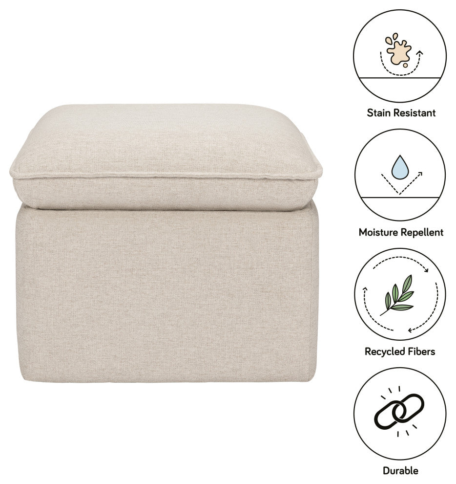 Cali Storage Ottoman, Boucle, Performance Beach Eco-Weave