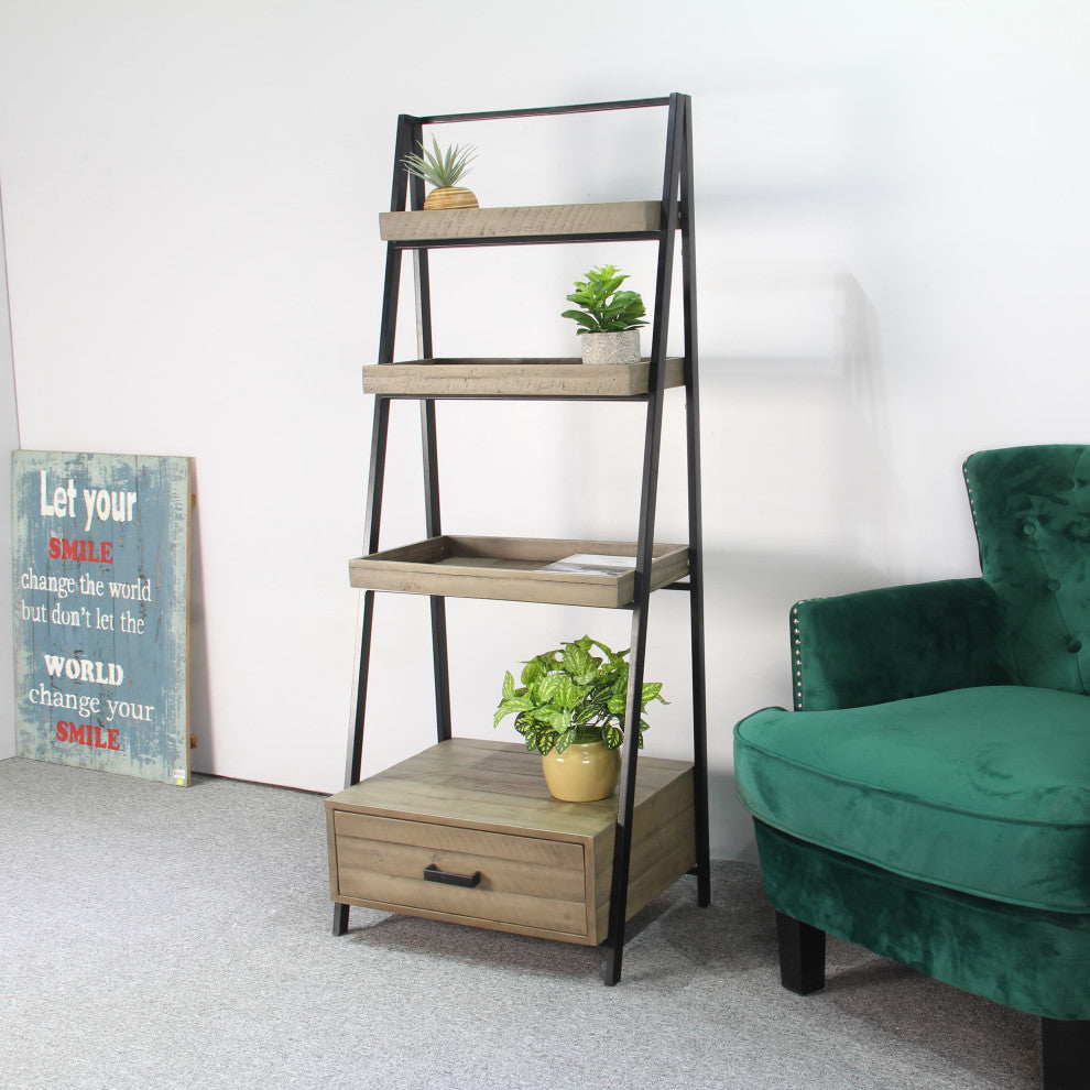 Chillon Ladder Bookcase, Gray