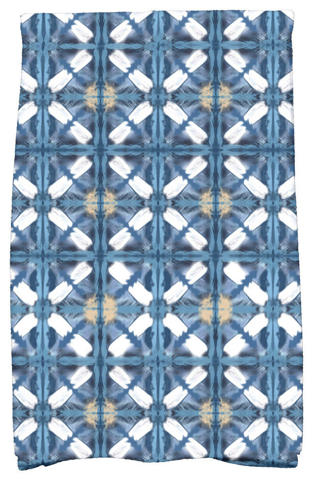 Beach Tile, Geometric Print Hand Towel, Blue