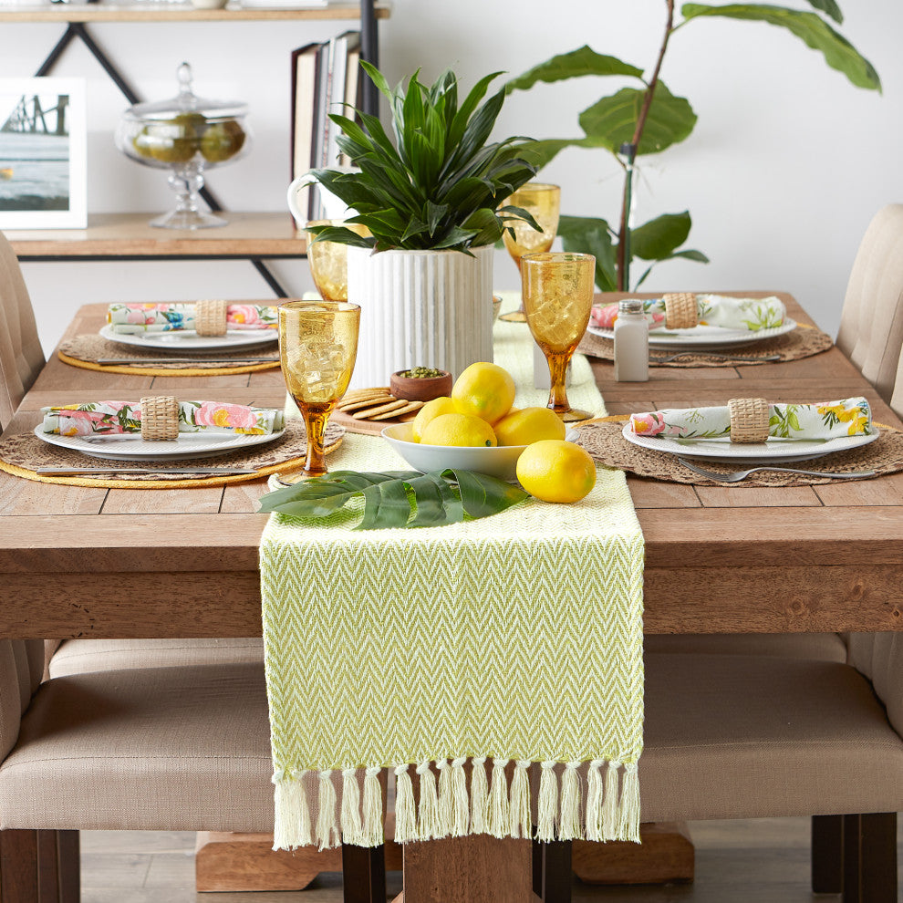 Avocado Chevron Handloom Table Runner 15x72
