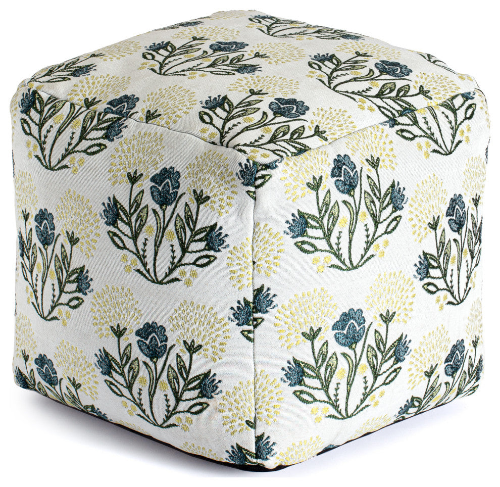 Gordes Yellow 18" x 18" x 18" Multicolor Pouf
