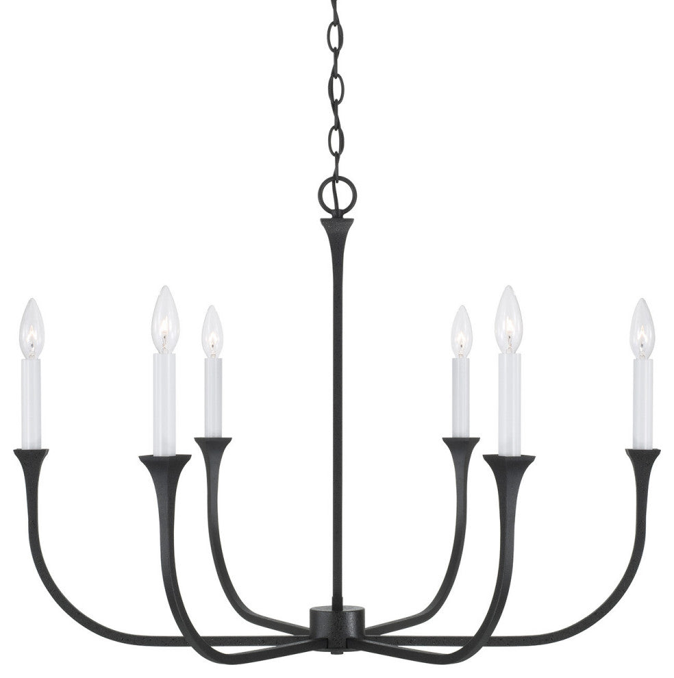 Capital Lighting 452361 Decklan 6 Light 32"W Taper Candle Style - Black Iron