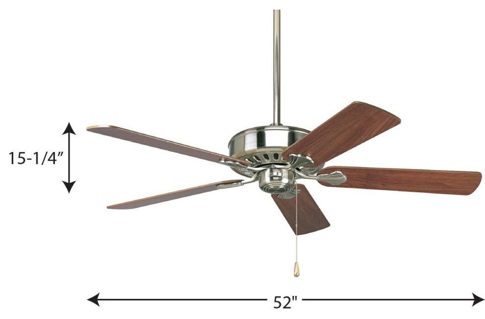 Airpro Performance 52" 5-Blade Weathered Ceiling Fan, Brushed Nickel