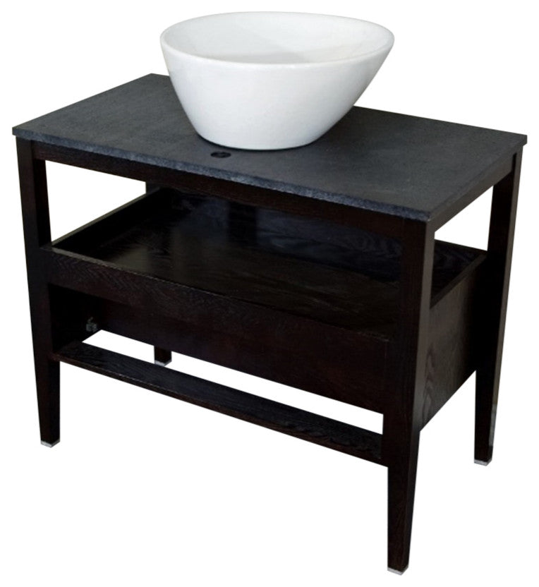 35.5" Single Sink Vanity, Wood, Black