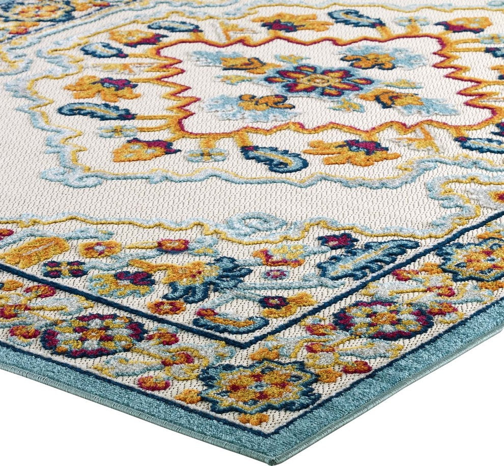 Vintage Floral Persian Medallion 8x10 Indoor and Outdoor Area Rug