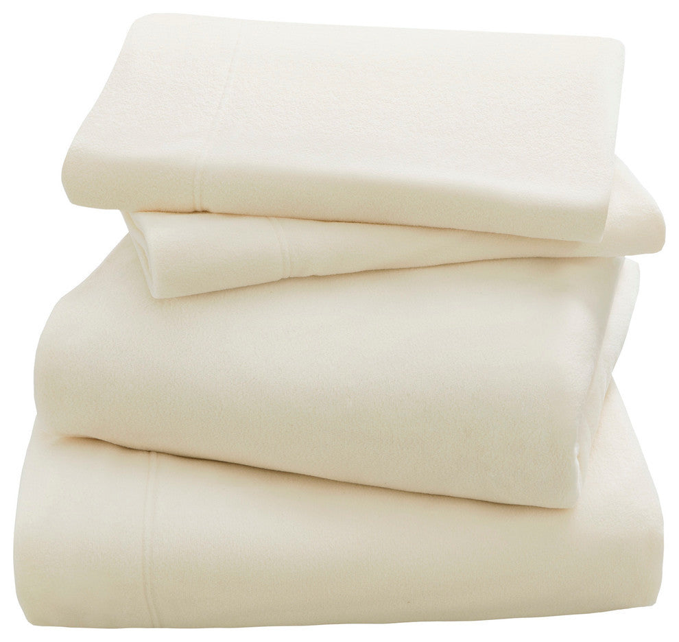 Peak Performance Knitted Micro Fleece Solid Sheet Set, Ivory, Twin