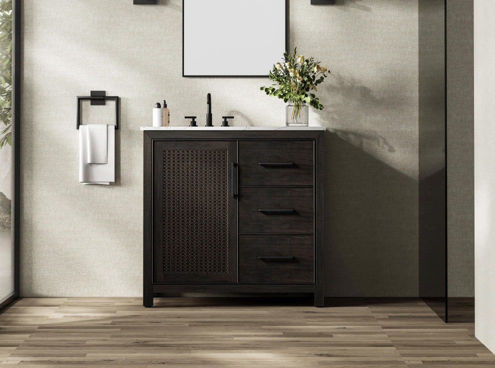 Home Living 36" Single Bathroom Vanity, Chocolate Oak
