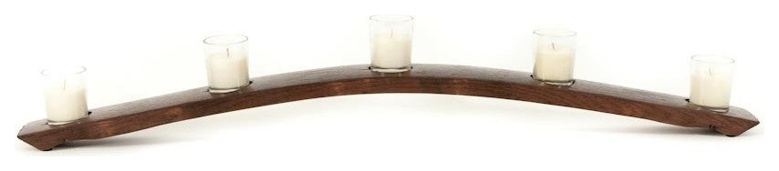 5-Votive Stave Candle Holder, Brown Mahagony