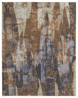 Takara Modern Abstract, Brown/Blue/Ivory, 5'x7'6" Area Rug