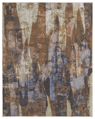 Takara Modern Abstract, Brown/Blue/Ivory, 5'x7'6" Area Rug