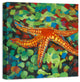 Painted Starfish on Seaglass 24x24 Canvas Wall Art