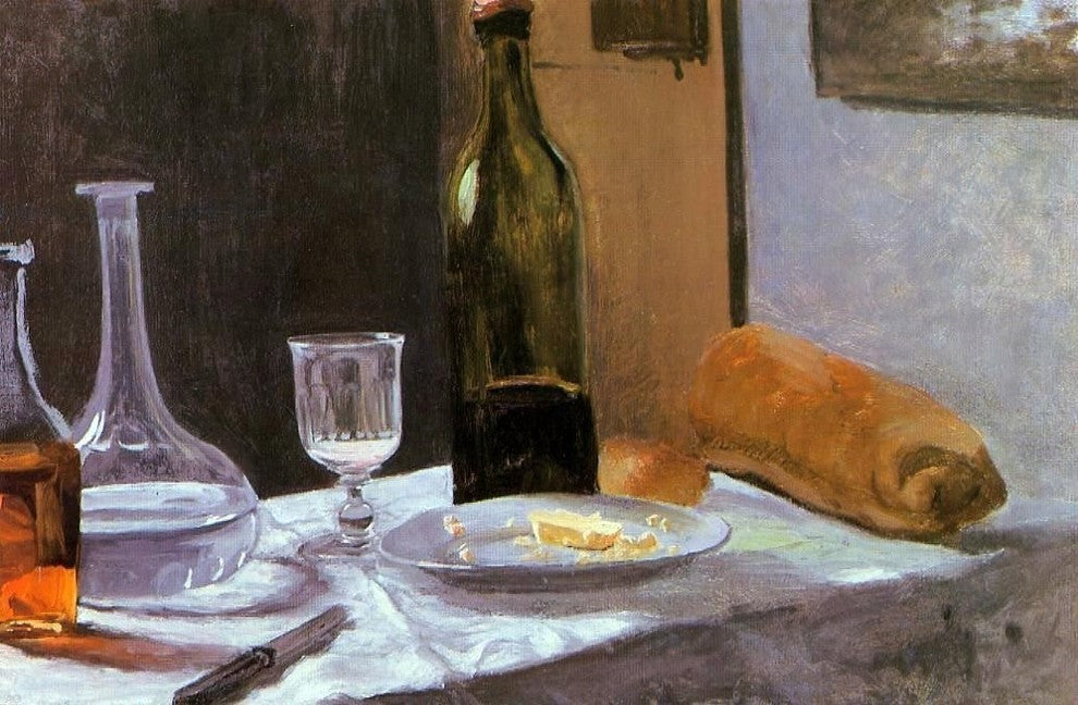 Claude Oscar Monet Still Life with Bottle  Carafe  Bread and Wine Wrapped Canvas