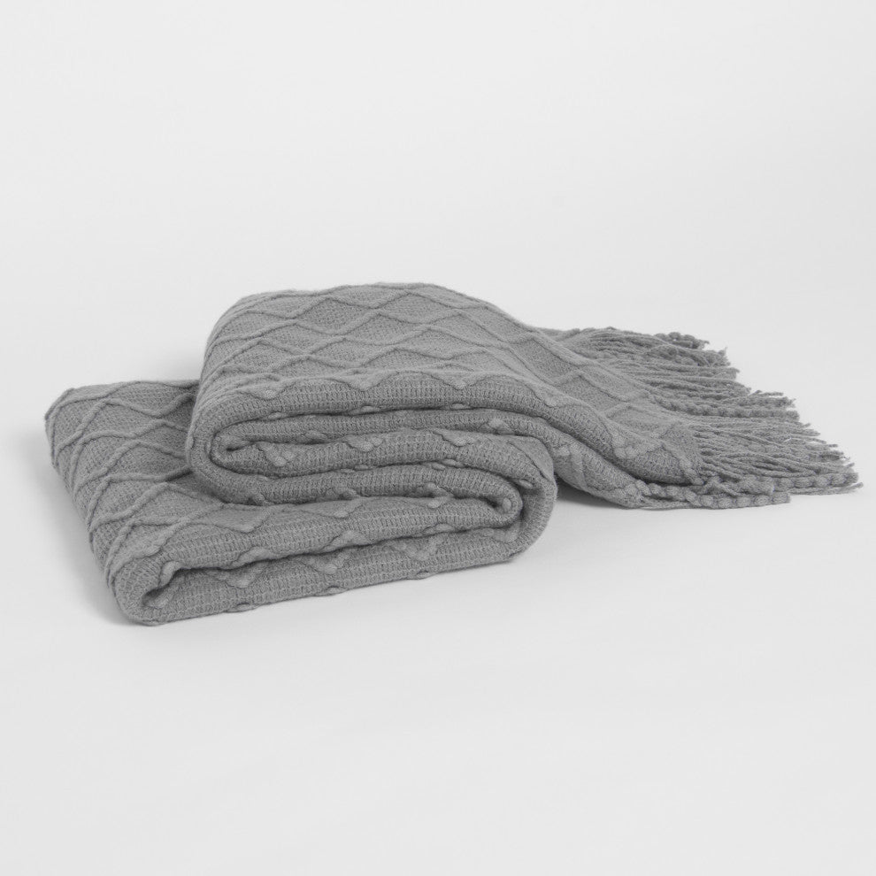 Textured Diamond Throw, Grey