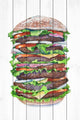 "Stacked High" Painting Print on White Wood, 30"x45"