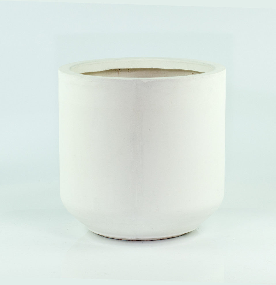 Extra Large Cylinder Pot Fiber Clay Pot White 13"