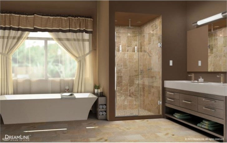 Unidoor Plus 60-60 1/2"Wx72"H Frameless Hinged Shower Door, Oil Rubbed Bronze
